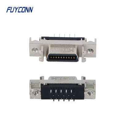 20pin SCSI Female Connector, 1.27mm Pitch Straight PCB SCSI Connector W/ Zinc Alloy Shell