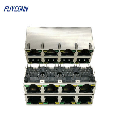 Phosphor Bronze 2x4 8 Ports 64 Pin Woman PCB RJ45 اتصال جک