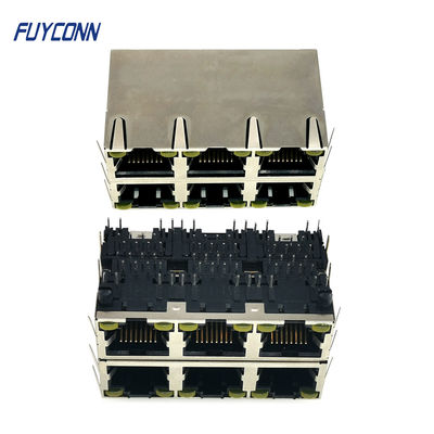 2x3 6 پورت زن اتصال دهنده RJ45 PCB 48 پین اتصال جک مدولار